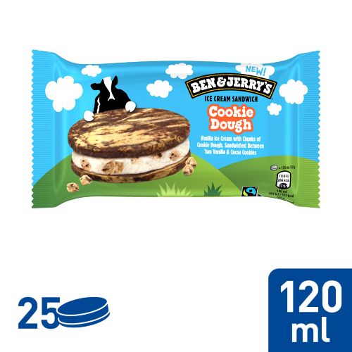 Ben & Jerry´s Cookie Dough Ice Cream Sandwich 25x120ml