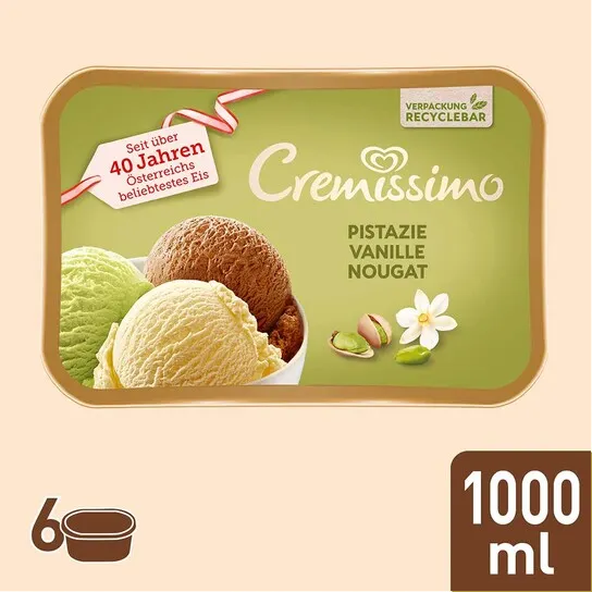 Cremissimo Pistazie-Vanille-Nougat 6x1000ml