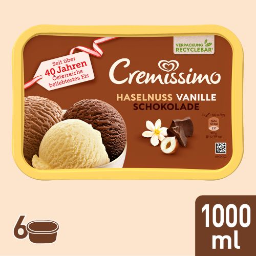 Cremissimo Haselnuss-Vanille-Schokolade 6x1000ml